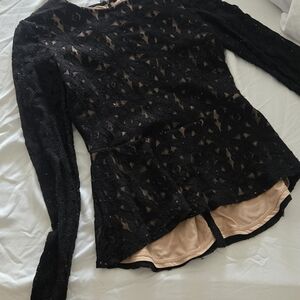 BCBG Black Lace Long Sleeve Top